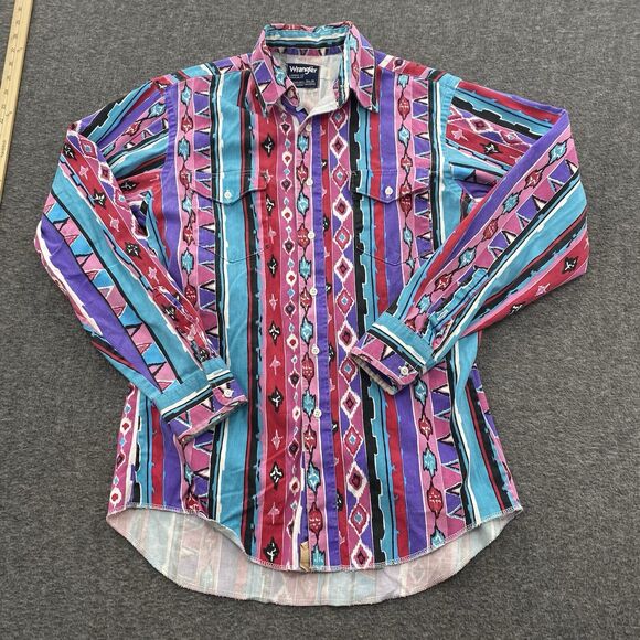 Wrangler Other - Wrangler X-Long Tails Button Shirt 15.5 34 Brush Popper Aztec Print